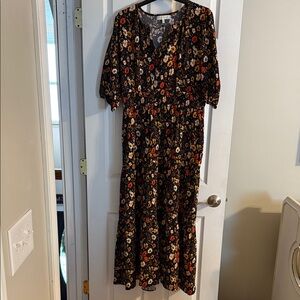 Simply Southern Black Floral Long Sleeve Dress XXL